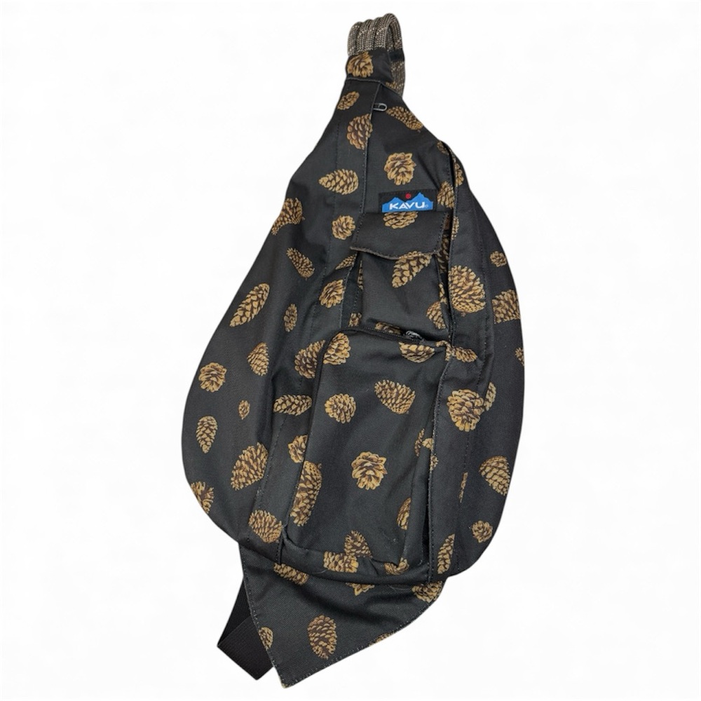 KAVU Original Rope Sling Bag -Black Pinecones - Picture 2 of 10